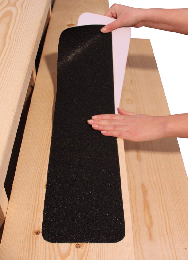FINEHOUS 6â€x30â€ Stair Treads Non-Slip Outdoor Tape â€“ (15-Pack) Black Anti-Slip Strips - Image 1